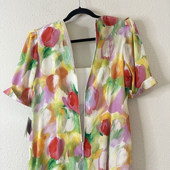 Vintage 1980s LOUIS FERAUD Tulip Floral Dress NEW Size US 12, UK 16 - Picture 8 of 9